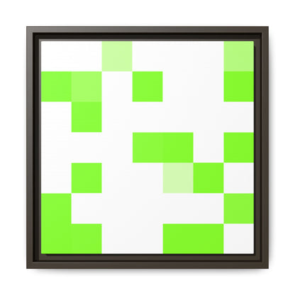 Lime Green Pixel Grid - Framed Canvas