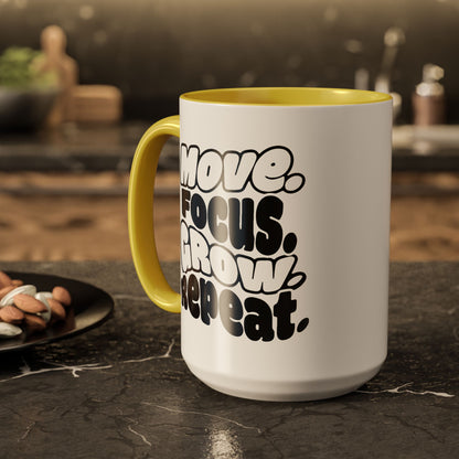 Move. Focus. Grow. Repeat. - Colorful Mug