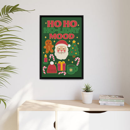 Framed Canvas Art, Festive Holiday, Cheerful Wall Art for Christmas, Santa Decor, Ho Ho Ho Seasonal Gift, Holiday Mood Wall Art