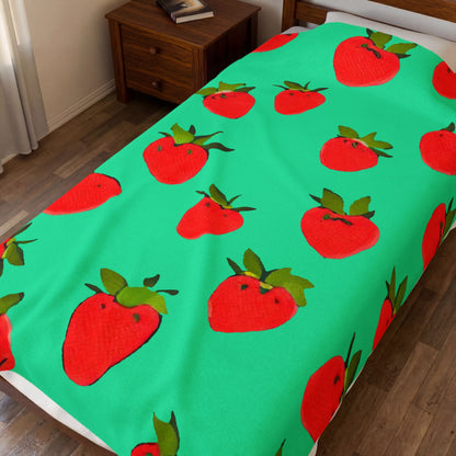 Strawberry Pattern - Plush Blanket