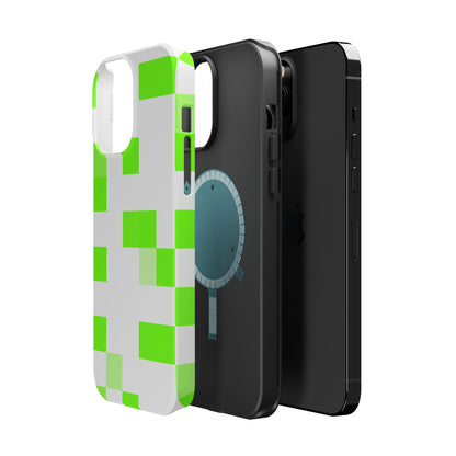 Lime Green Pixel Grid - Magnetic Phone Case