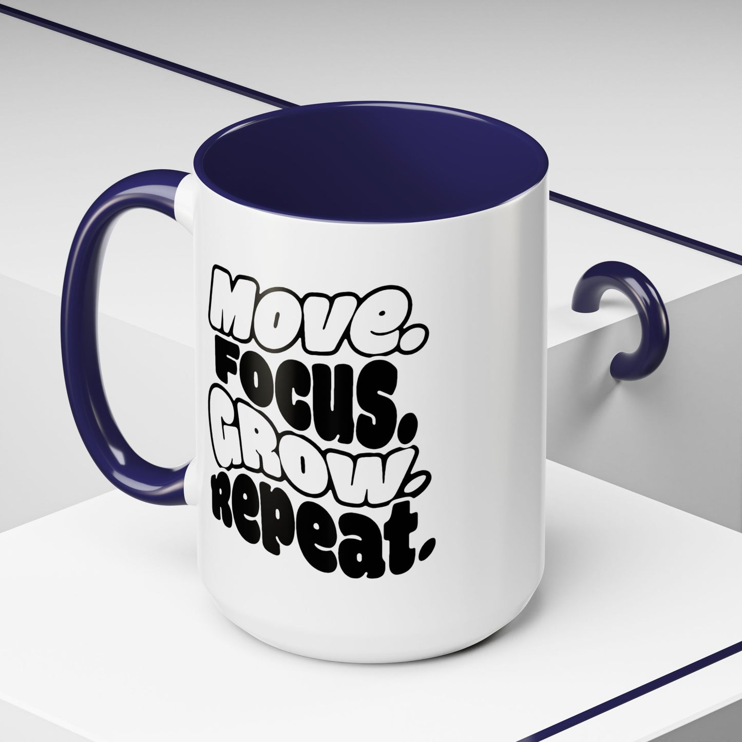 Move. Focus. Grow. Repeat. - Color Accent Mug