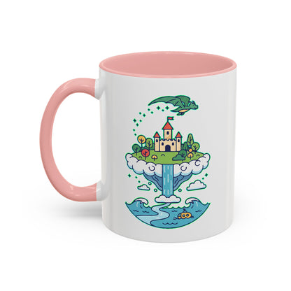Floating Castle Dragon - Magical Fantasy Island - Color Accent Mug