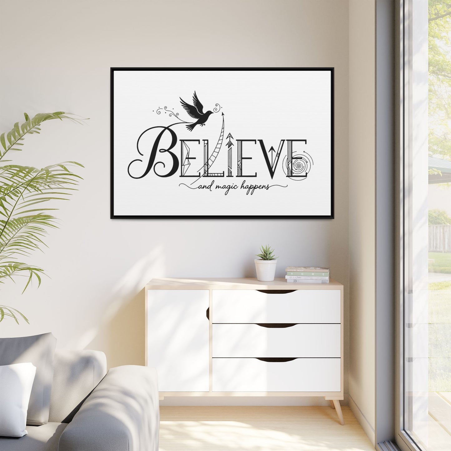 Believe and Magic Happens - Framed Canvas