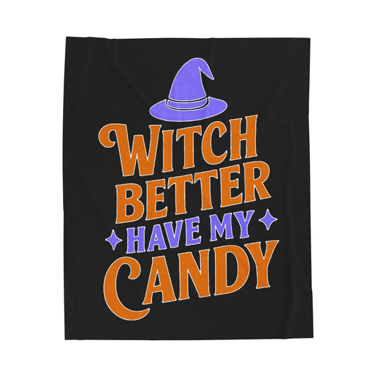 Halloween Velveteen Plush Blanket - Cozy Witch-Inspired Throw, Perfect for Fall Décor, Spooky Season, Trick or Treat, Gift for Her