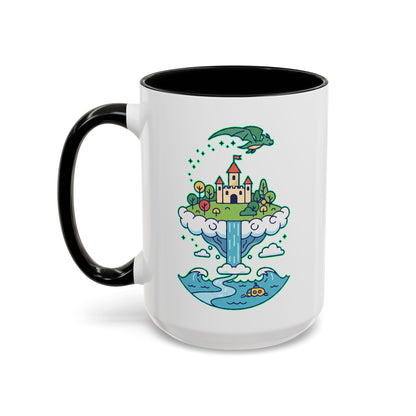 Floating Castle Dragon - Magical Fantasy Island - Color Accent Mug