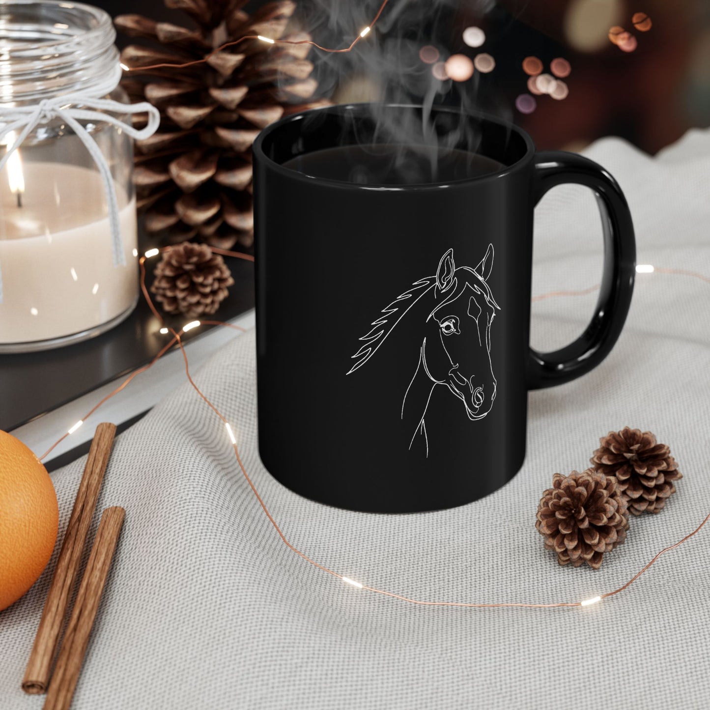 Horse Portrait Sketch - Black Mug