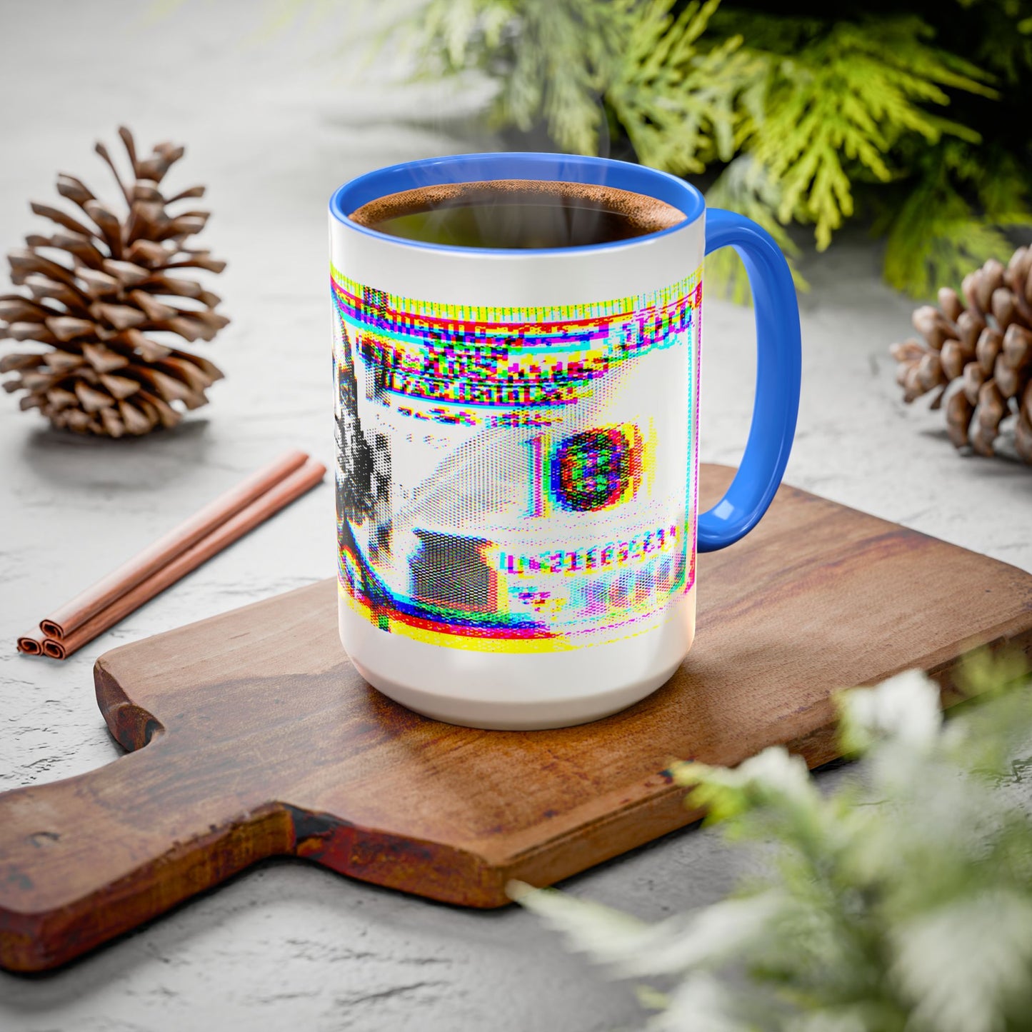 100 Dollars Bill - Neon Color Explosion - Color Accent Mug