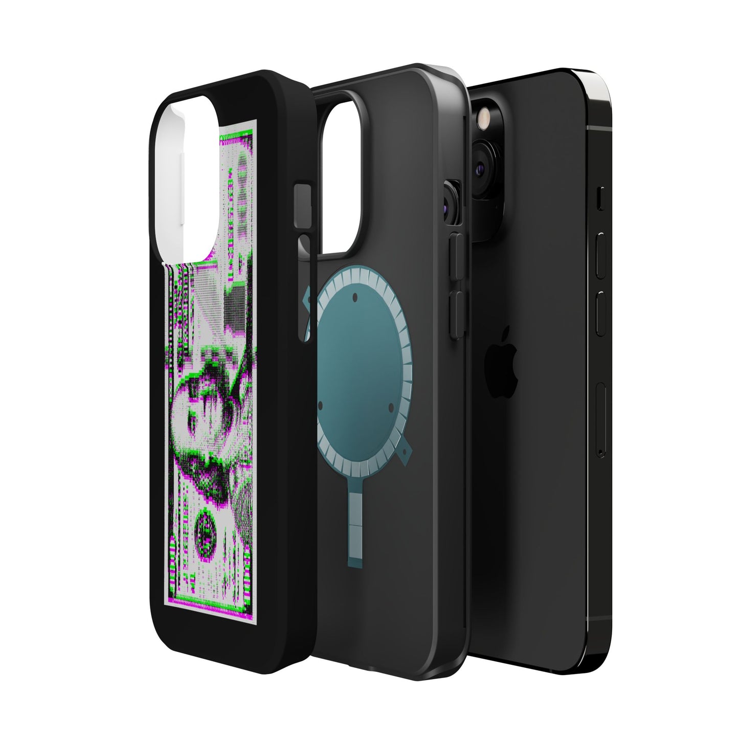 100 Dollars Bill - Green/Magenta Glitch - Magnetic Phone Case