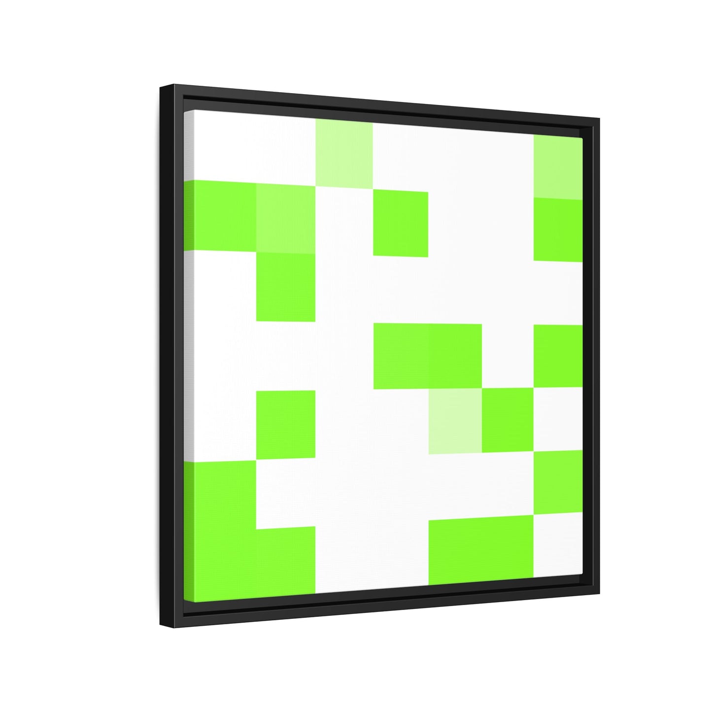 Lime Green Pixel Grid - Framed Canvas