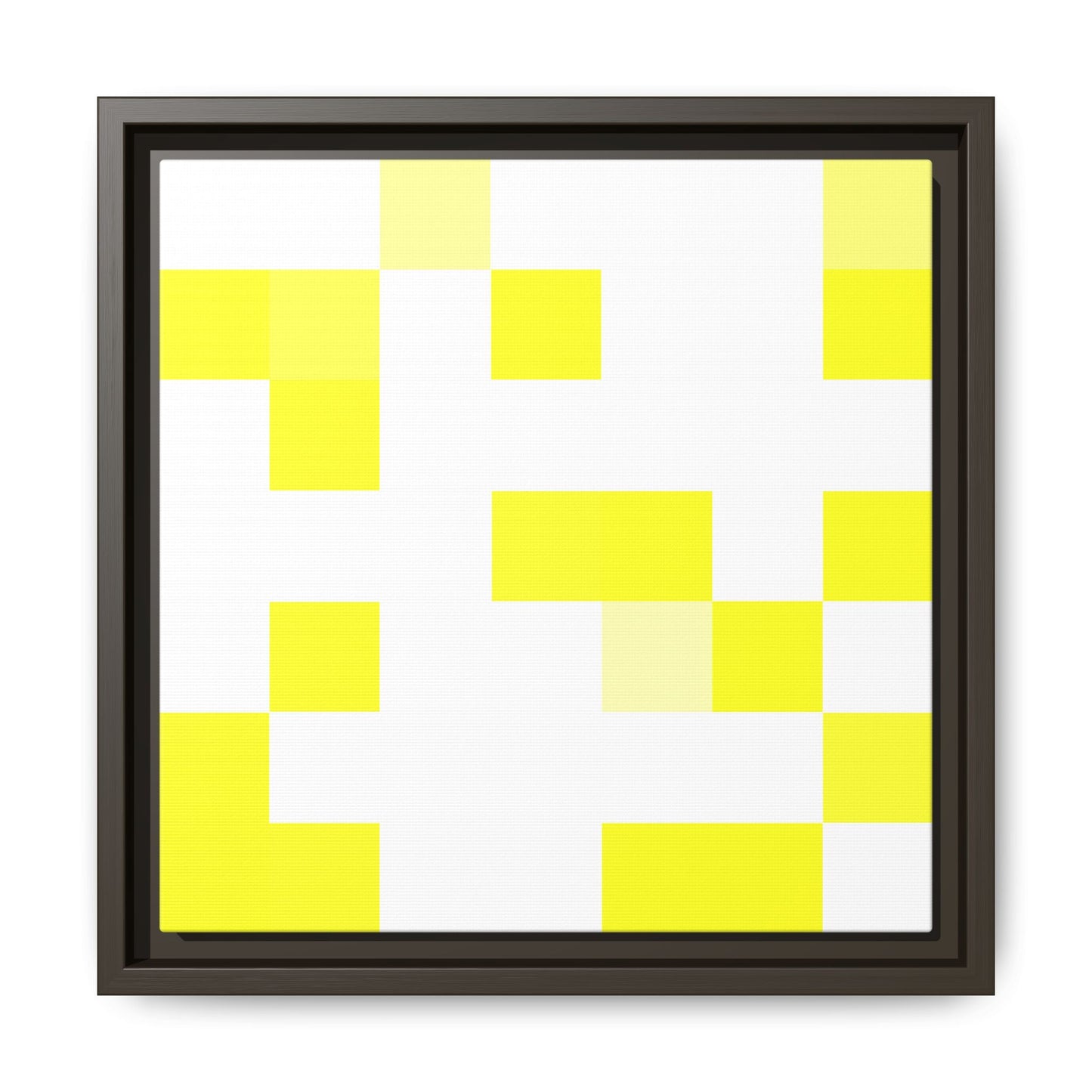 Yellow Pixel Grid - Framed Canvas