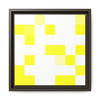 Yellow Pixel Grid - Framed Canvas
