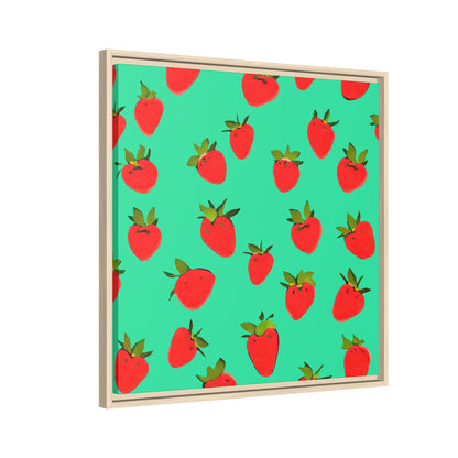 Strawberry Pattern - Framed Canvas