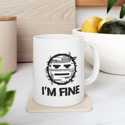 I’m Fine Glitched Smiley - Mug
