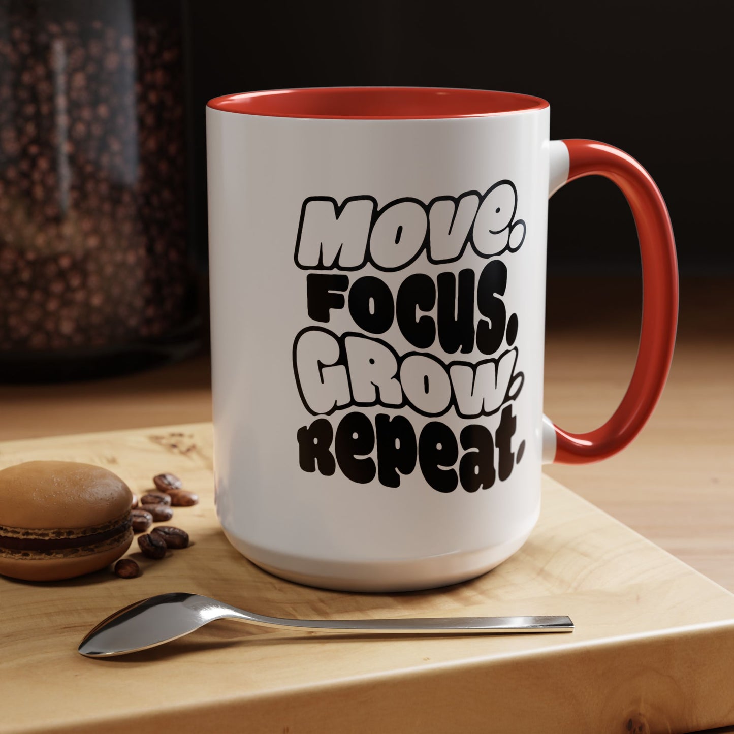 Move. Focus. Grow. Repeat. - Color Accent Mug