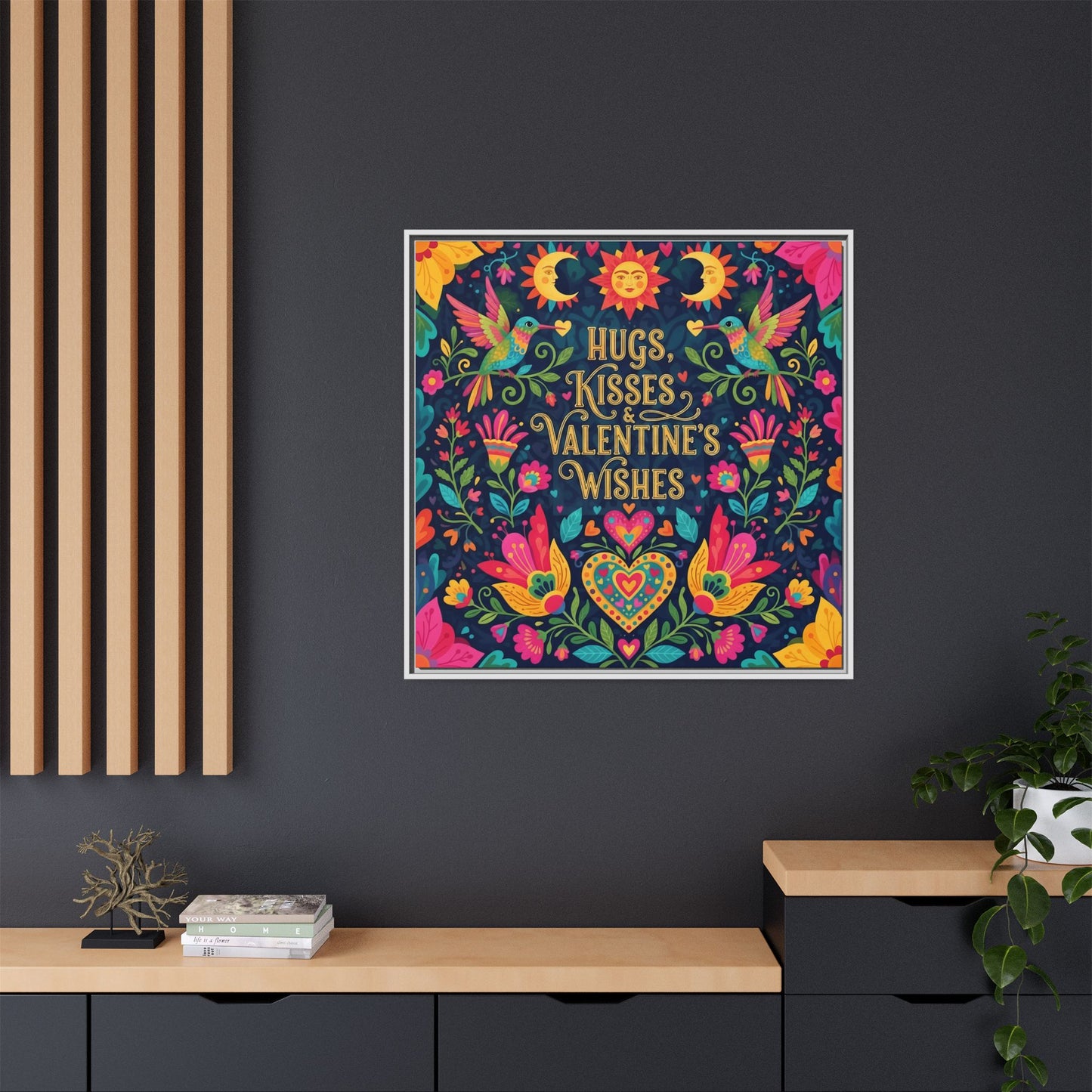 Hugs, Kisses & Valentine’s Wishes - Framed Canvas