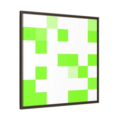 Lime Green Pixel Grid - Framed Canvas