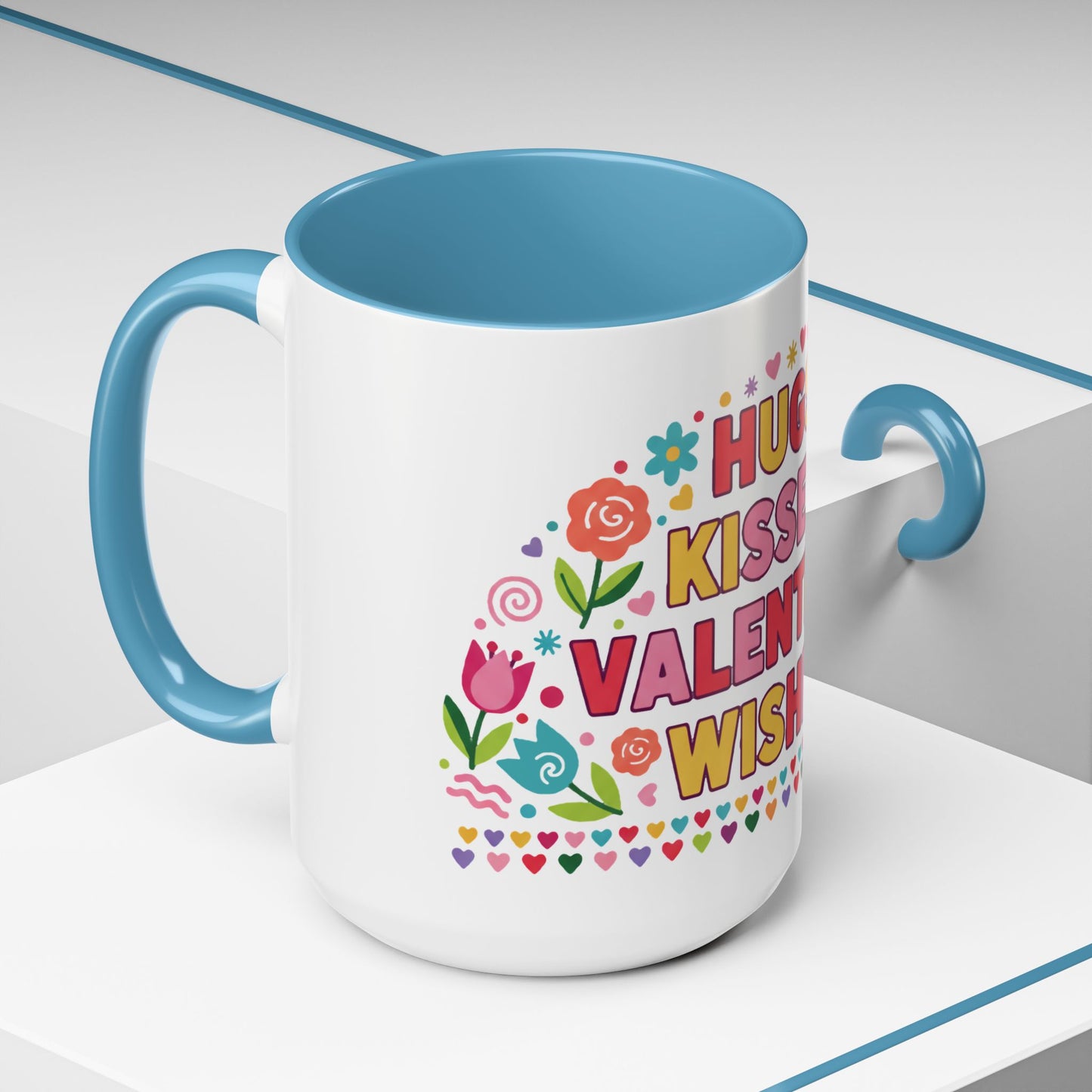 Hugs, Kisses & Valentine’s Wishes - Color Accent Mug