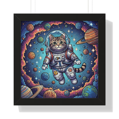 Astronaut Cat - Framed Poster