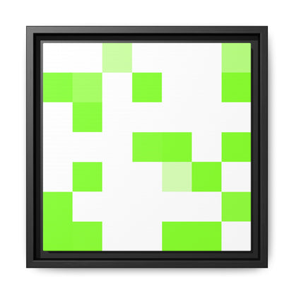 Lime Green Pixel Grid - Framed Canvas