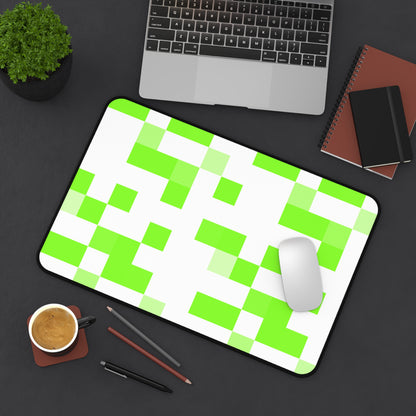 Lime Green Pixel Grid - Desk Mat