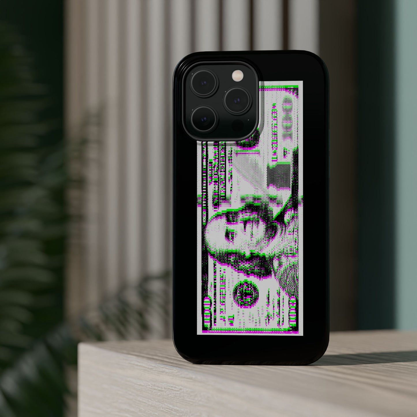 100 Dollars Bill - Green/Magenta Glitch - Magnetic Phone Case