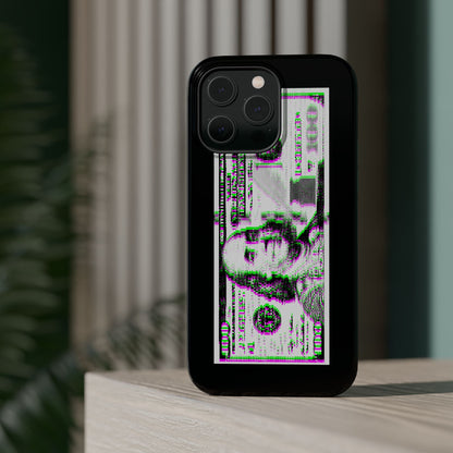 100 Dollars Bill - Green/Magenta Glitch - Magnetic Phone Case