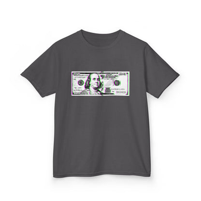 100 Dollars Bill - Green/Magenta Glitch - Kids Tee