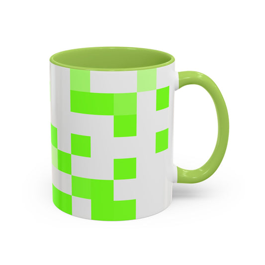 Lime Green Pixel Grid - Color Accent Mug