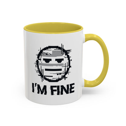 I’m Fine Glitched Smiley - Color Accent Mug
