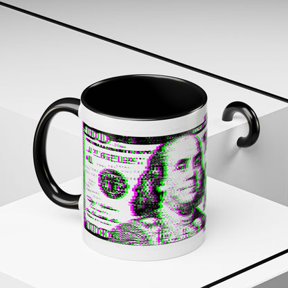 100 Dollars Bill - Green/Magenta Glitch - Color Accent Mug