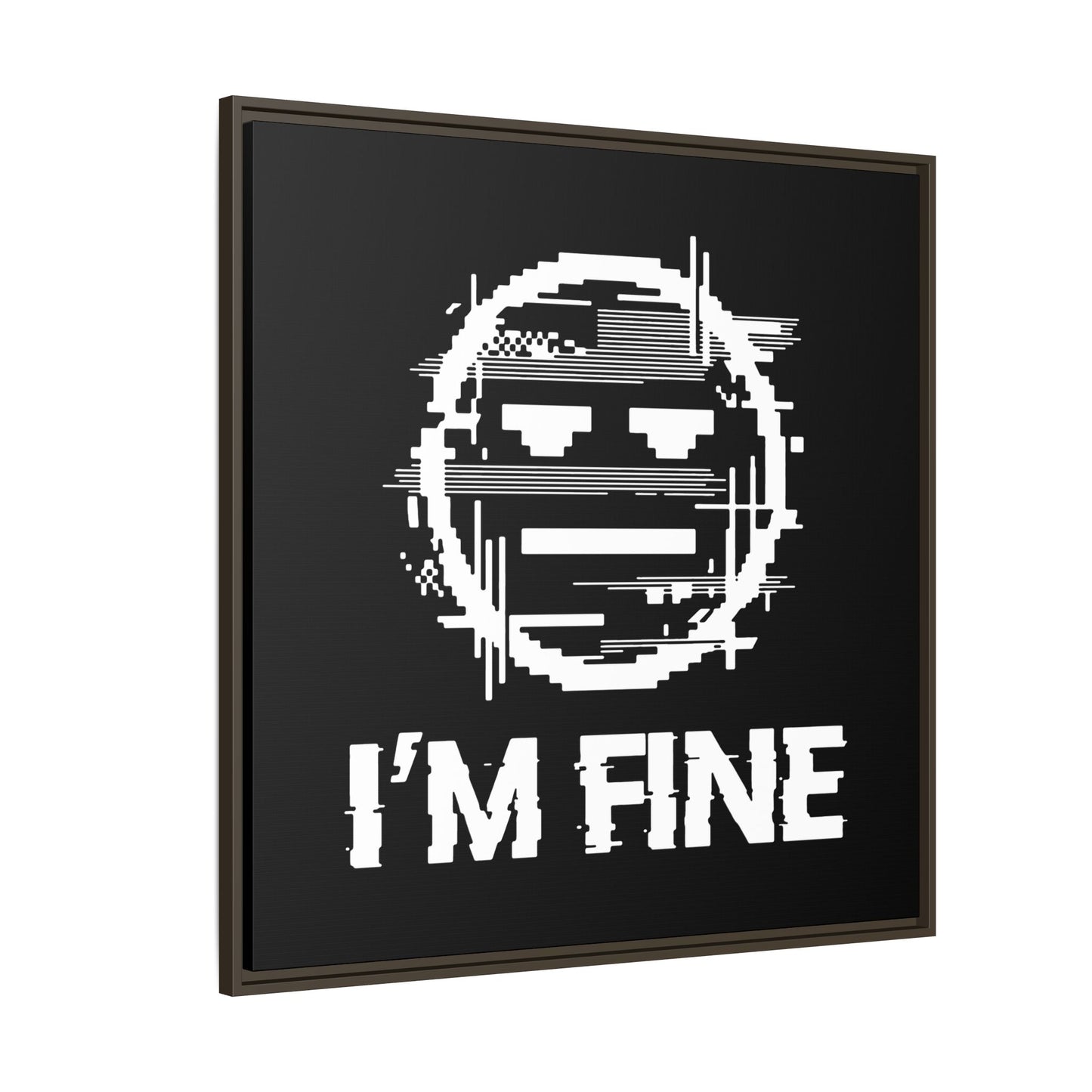 I’m Fine Glitched Smiley - Framed Canvas