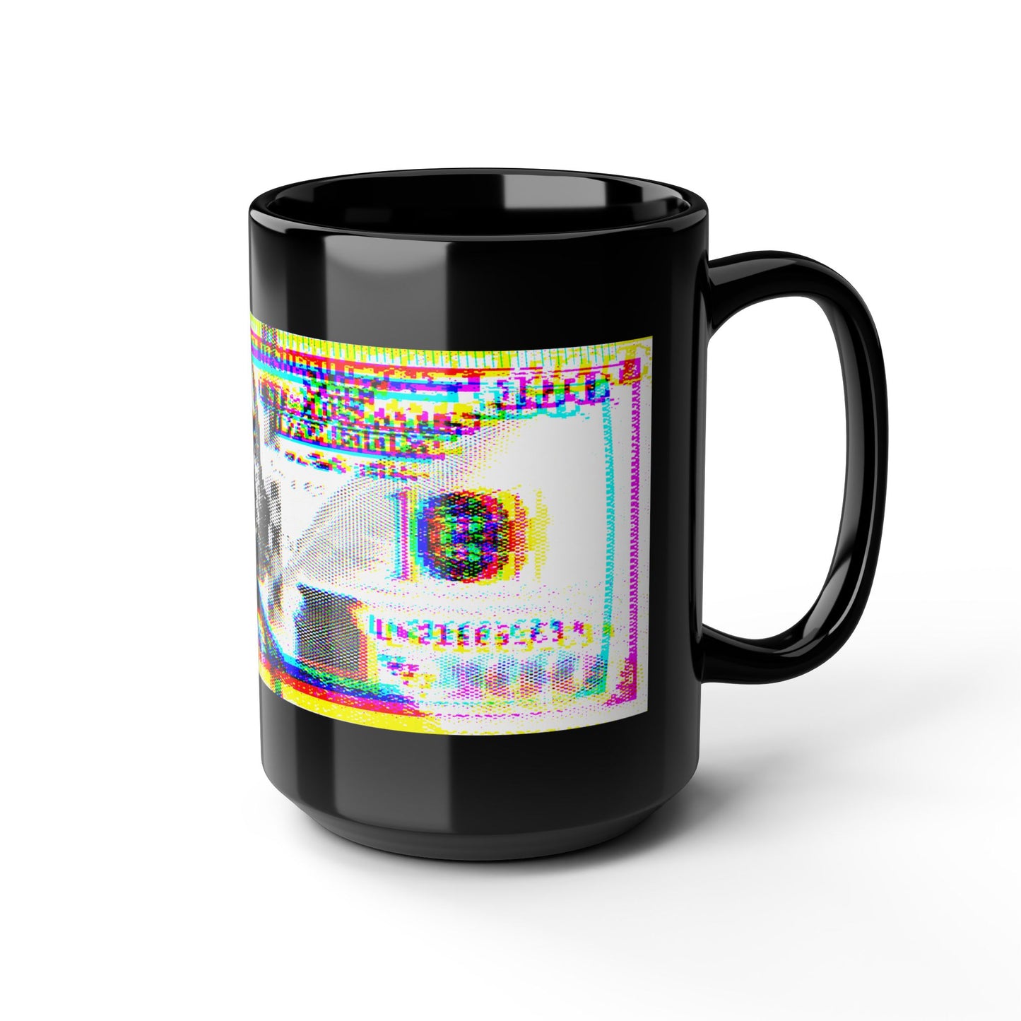 100 Dollars Bill - Neon Color Explosion - Black Mug