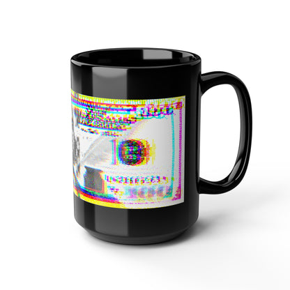 100 Dollars Bill - Neon Color Explosion - Black Mug