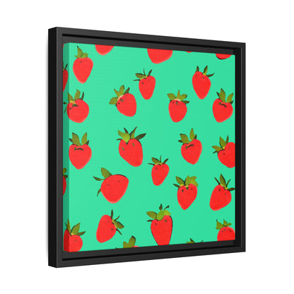 Strawberry Pattern - Framed Canvas