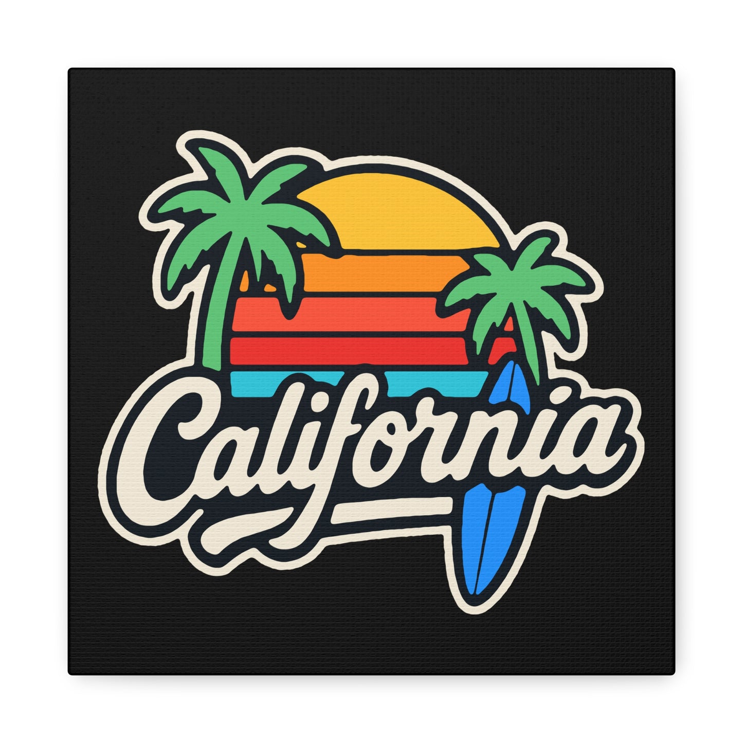 California Sunset Wall Art, Matte Canvas Print, Surf Decor, Tropical Home Decor, Beach Themed Art