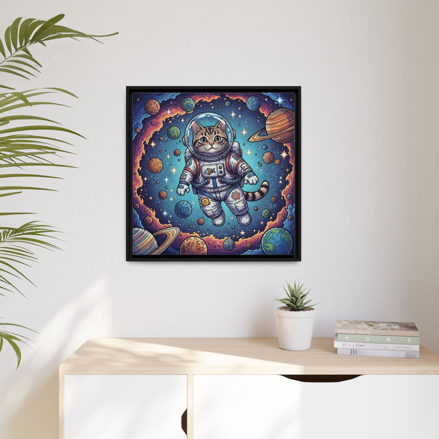 Astronaut Cat - Framed Canvas