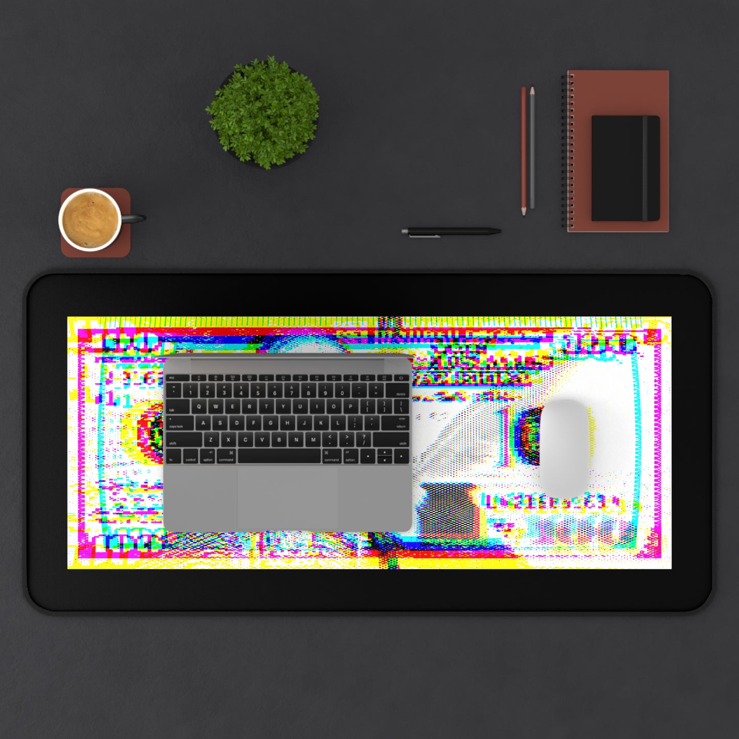 100 Dollars Bill - Neon Color Explosion - Desk Mat