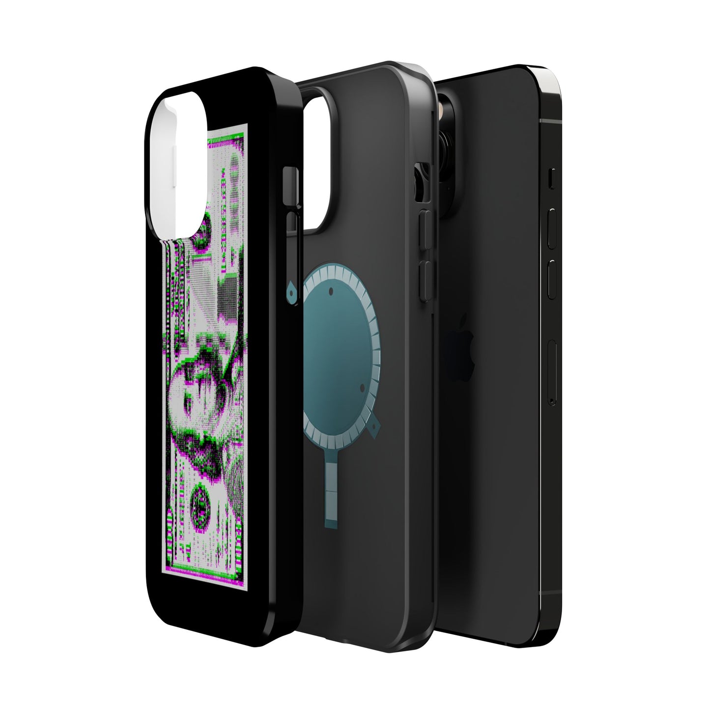 100 Dollars Bill - Green/Magenta Glitch - Magnetic Phone Case