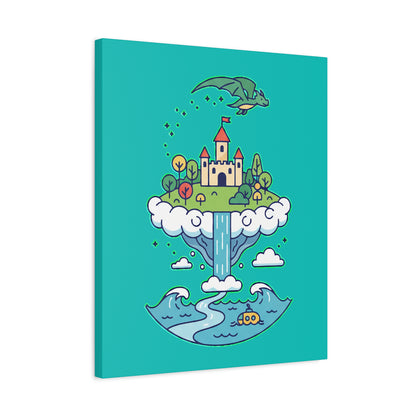 Floating Castle Dragon - Magical Fantasy Island - Canvas