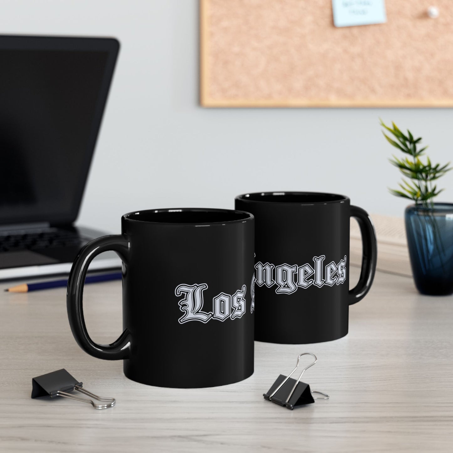 Los Angeles Black Mug - Trendy Coffee Cup for Urban Style Lovers, Gift for Travelers, Office Decor, Best Friend Gift, Unique Collectible - Silver Edition