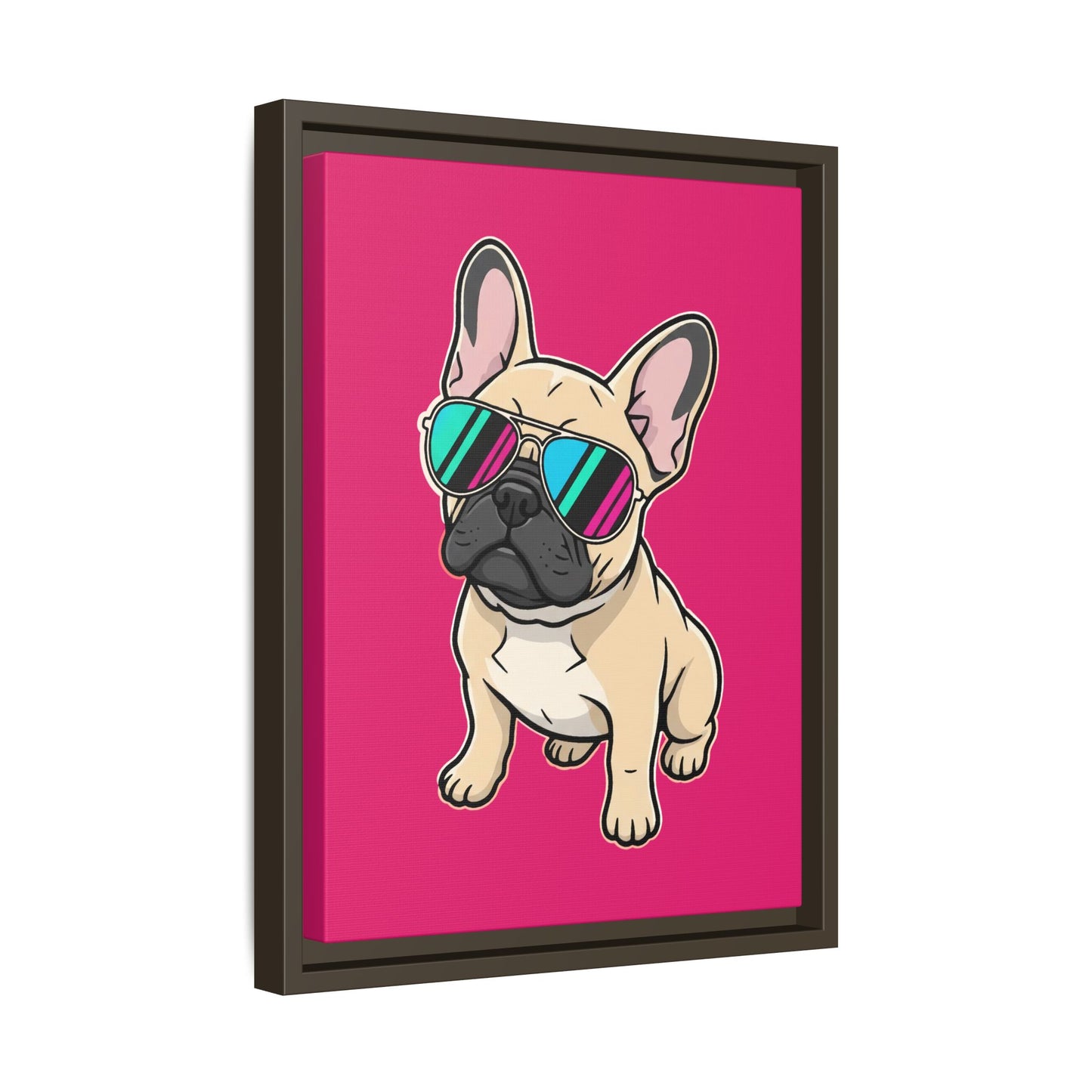 French Bulldog with Sunglasses - Framed Canvas