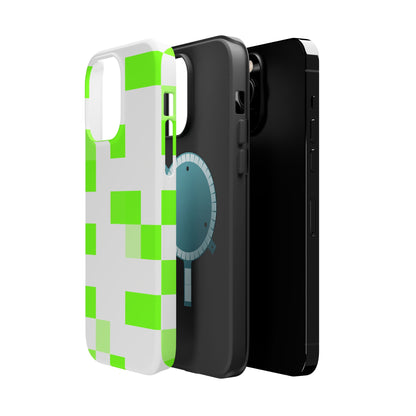 Lime Green Pixel Grid - Magnetic Phone Case