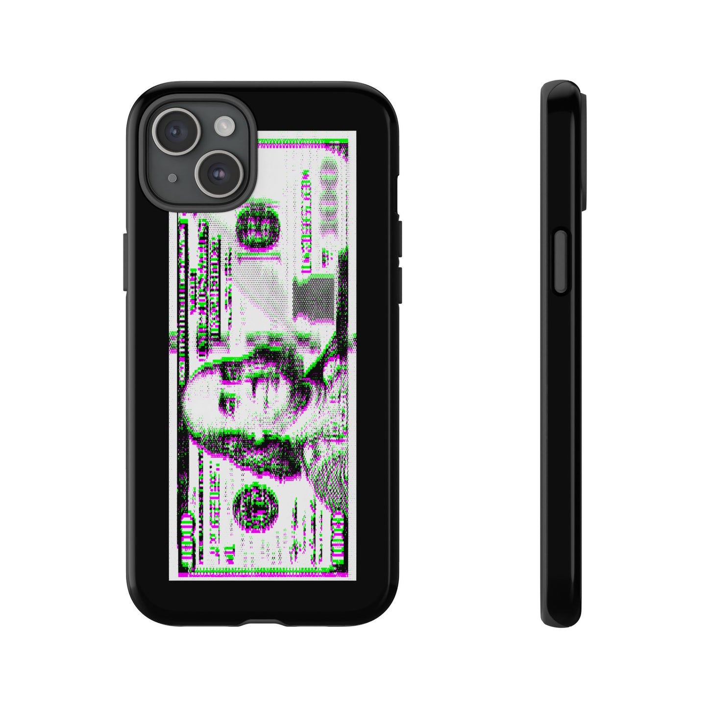 100 Dollars Bill - Green/Magenta Glitch - Phone Case