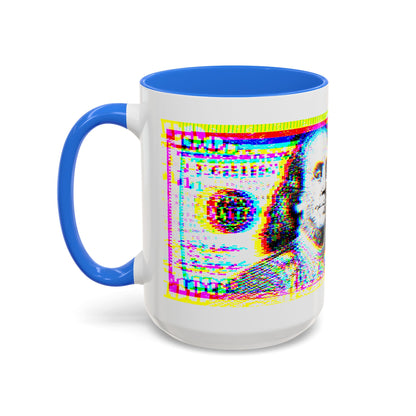100 Dollars Bill - Neon Color Explosion - Color Accent Mug