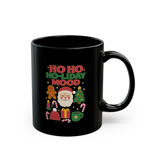 Festive Holiday Mug, 'Ho Ho Ho-liday Mood' Coffee Cup for Christmas, Gift for Him/Her, Cheerful Coffee Mug, Cute Holiday Decor