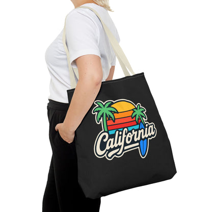 California Retro Tote Bag - Beach Vibes, Summer Accessory, Travel Bag, Gift for Friends, Eco-Friendly Shopping