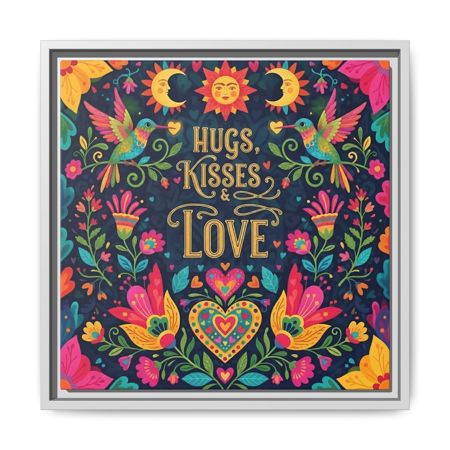 Hugs, Kisses & Love - Framed Canvas