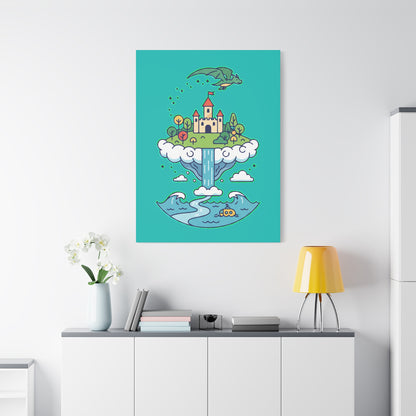 Floating Castle Dragon - Magical Fantasy Island - Canvas