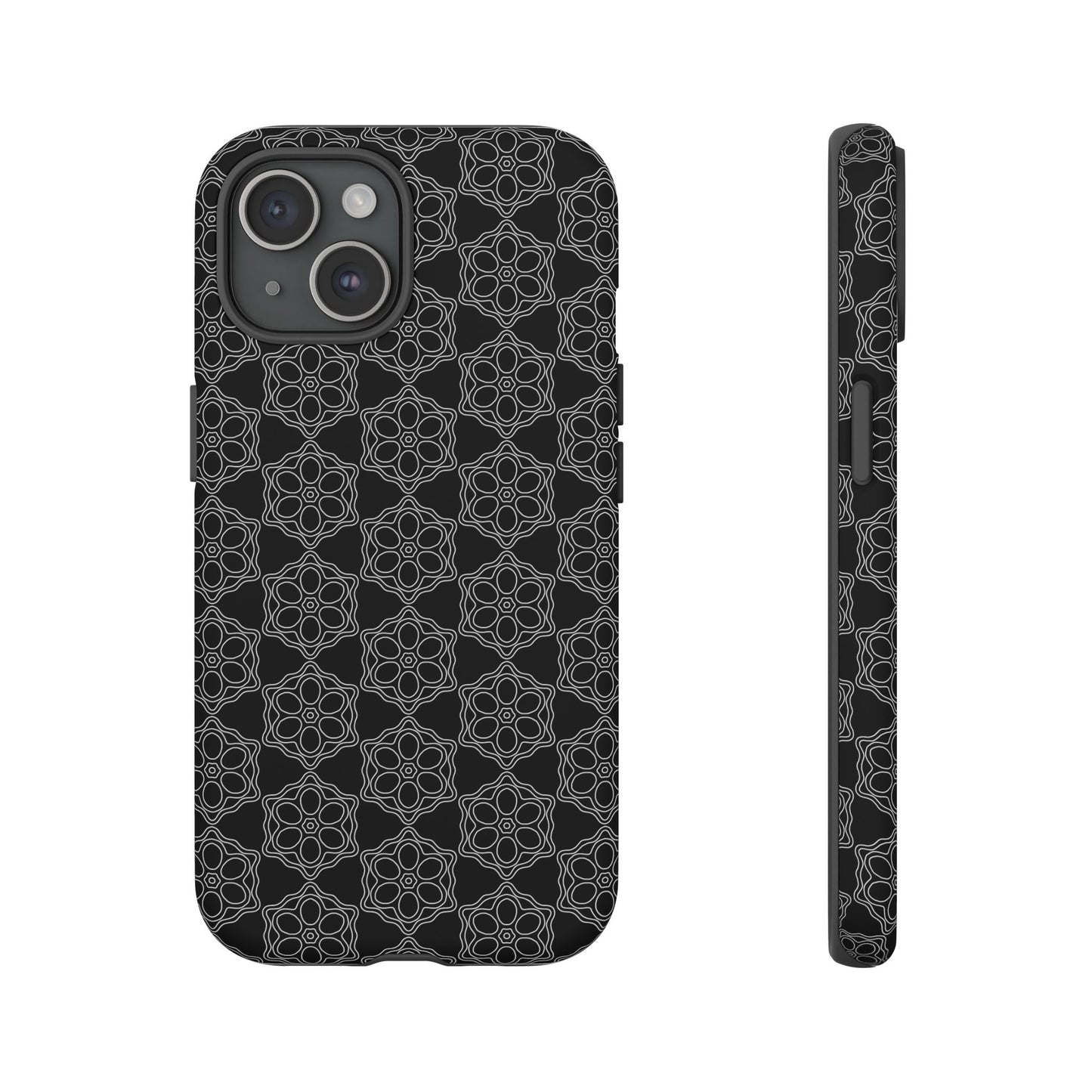 Geometric Pattern Phone Case, Dark Floral Case for Tough Protection, Stylish Smartphone Accessory, Gift for Tech Lovers, Trendy Mobile Cover